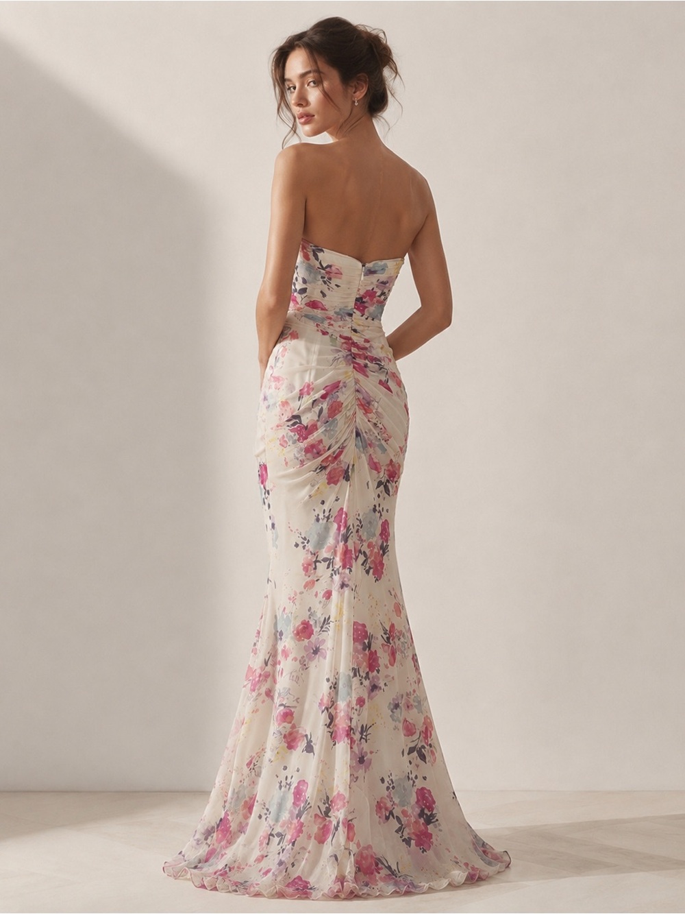 Jill Stuart 2012 Silk Floral Ruffle Gown Size 8 Fits 4/6 MSRP $448 - Picture 2 of 16